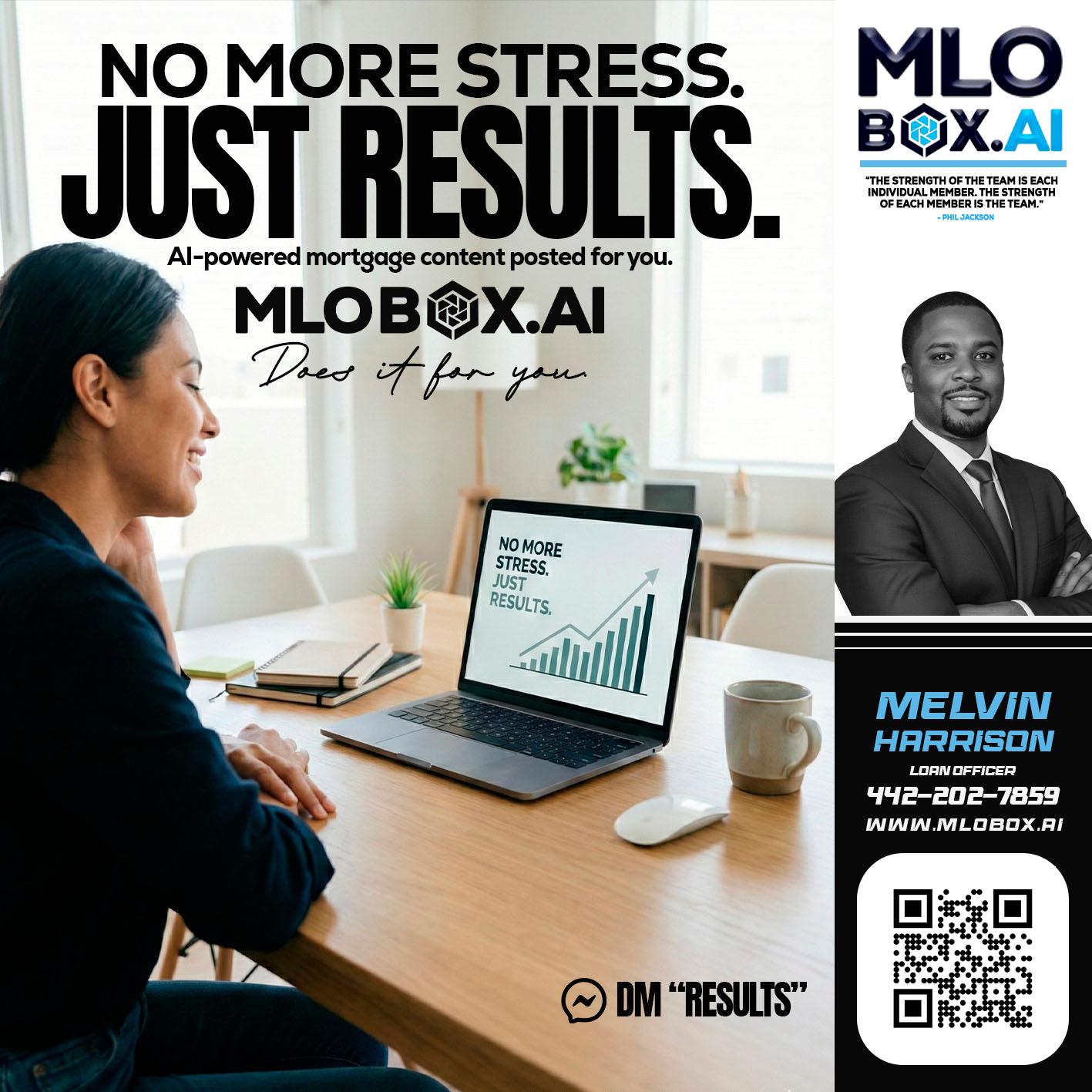 NO MORE STRESS - Melvin Harrison -Loan Officer