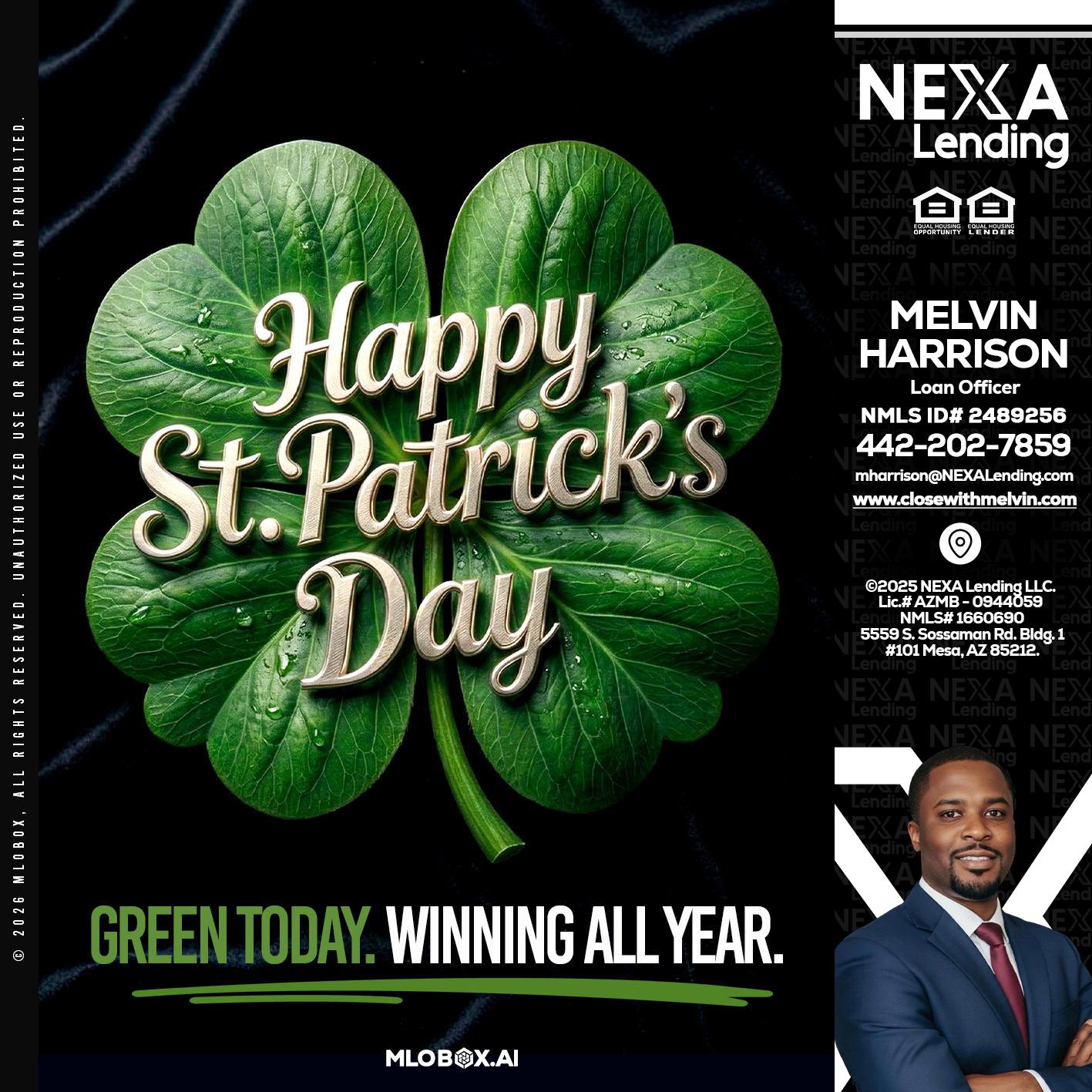 happy st. Patricks day - Melvin Harrison -Loan Officer